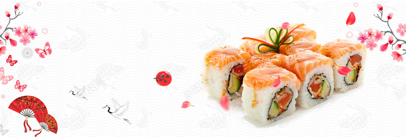 淘宝电商美食日本料理寿司全屏海报背景