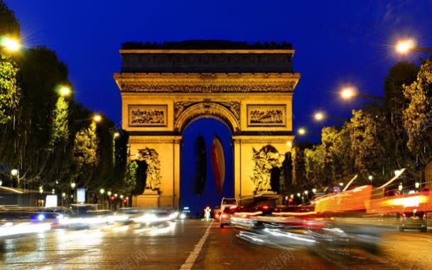 华丽的巴黎凯旋门夜景背景