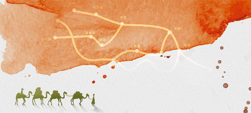 丝绸之路大气路线骆驼渐变背景背景
