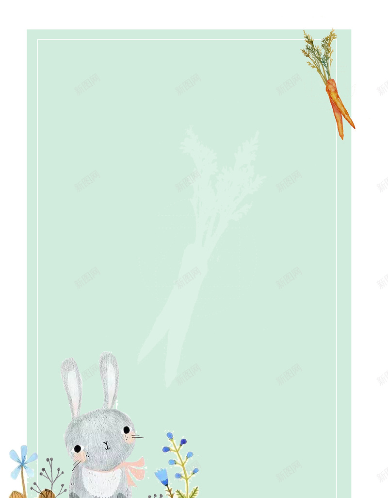 卡通可爱兔子新品上市平面广告psd设计背景_88icon https://88icon.com 兔子 卡通背景 可爱 平面广告 插画 新品上市 简约边框 蓝色背景 边框