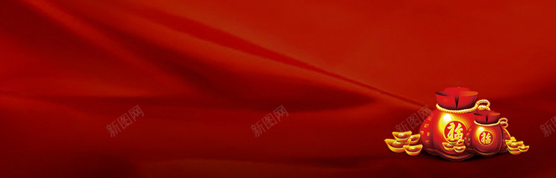 中国风红色丝绸福袋banner背景