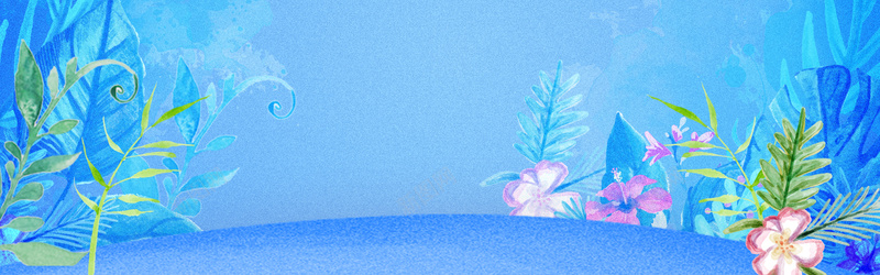 夏季文艺小清新颗粒感蓝色植物背景背景