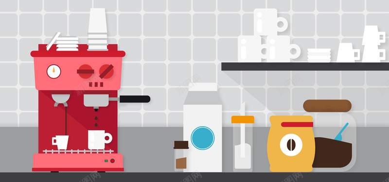 淘宝矢量卡通厨房咖啡机杯子牛奶办公海报ai设计背景_88icon https://88icon.com 办公 卡通 厨房 咖啡机 杯子 海报 牛奶 矢量 矢量图