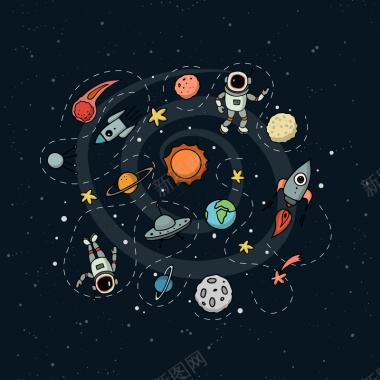 创意太空和宇航员插画矢量背景