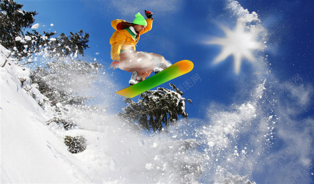 冬日滑雪的运动员游乐场海报背景