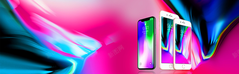 炫酷新款手机促销紫色banner背景