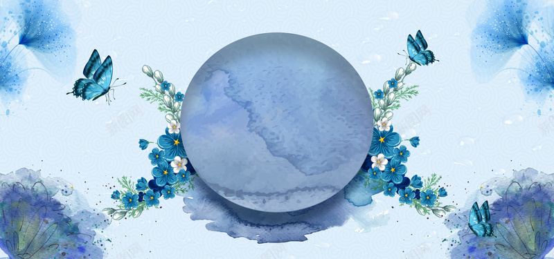 淘宝水墨风服装海报背景psd设计背景_88icon https://88icon.com 中国风 传统文化 传统节气 促销 古风 手绘 文艺 新品 花朵 花纹 蓝色 蓝色艺术 蝴蝶