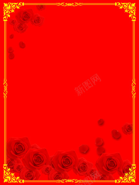 红色鲜花海报背景背景