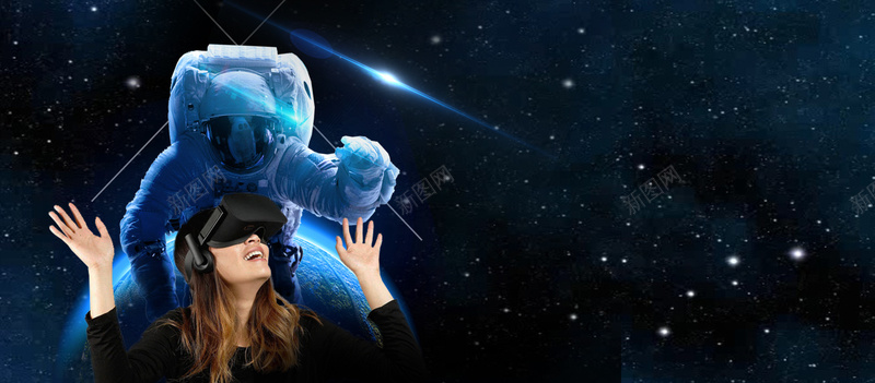 VR科幻科技大气太空bannerpsd设计背景_88icon https://88icon.com 3D VR 人物 太空 宇宙 宇航员 星空 未来 炫光 眼镜 科幻 科技 立体 网络 虚拟 黑科技