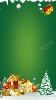 绿色圣诞促销psd分层H5背景背景