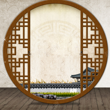 怀旧木窗边框中国风背景图背景