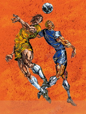 橙色卡通动漫足球赛宣传背景背景