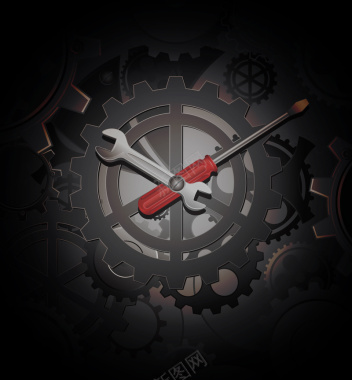 创意修理工具时钟企业文化海报背景psd背景