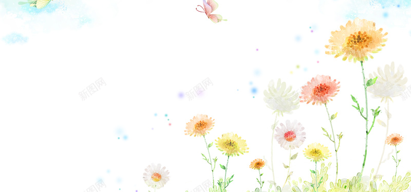 手绘素雅花朵背景psd设计背景_88icon https://88icon.com 卡通 印花图案 家纺印花 手绘 手绘花 插画 无框画 海报banner 移门 童趣 花纹