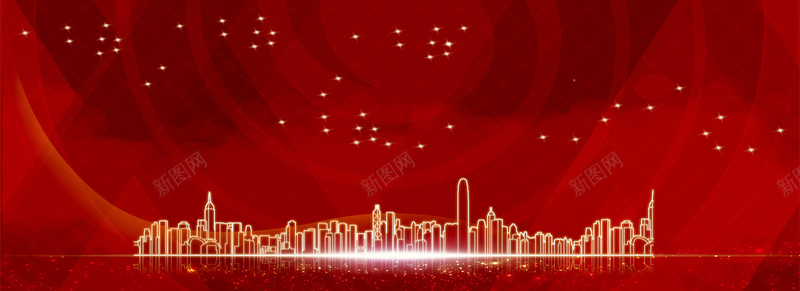 红色新春年货城市海报背景