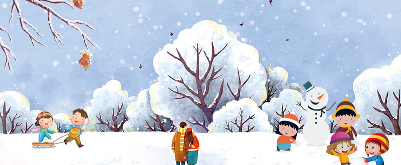 冬季雪景浪漫蓝色banner背景