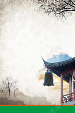 宣传海报中国风建筑背景背景
