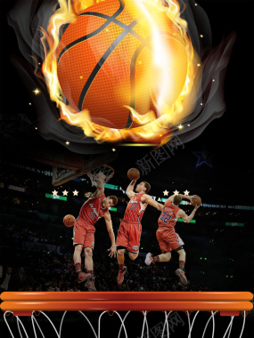 篮球运动篮筐火焰运动商务广告背景背景
