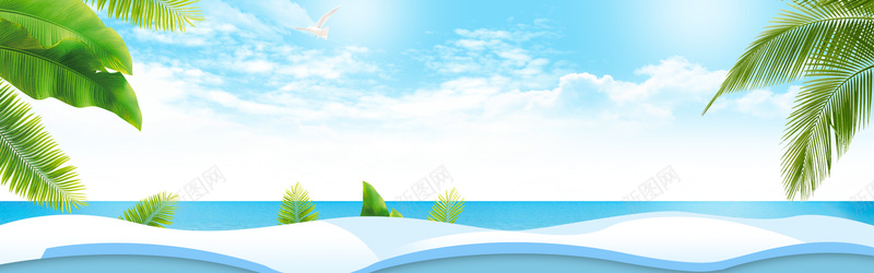 夏天海岛出游文艺景色蓝色背景背景
