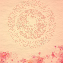 古典龙图腾中国风龙图腾纹路粉色花卉渐变高清图片