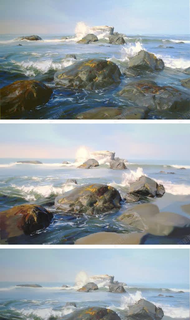 手绘海石海浪插画jpg设计背景_88icon https://88icon.com 插画 海浪