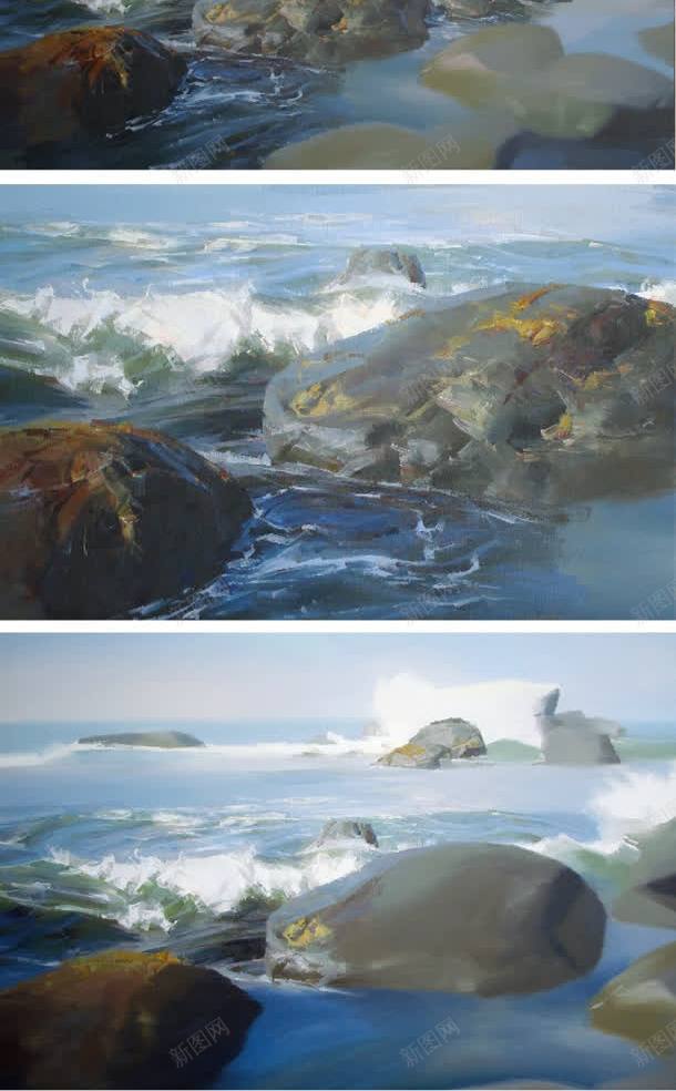 手绘海石海浪插画jpg设计背景_88icon https://88icon.com 插画 海浪