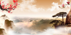 自然遗产黄山旅游海报背景高清图片