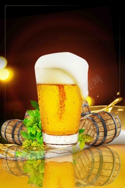 小清新狂欢啤酒节促销海报背景