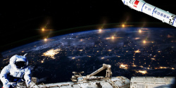 中国宇宙航天航空员科幻大气中国梦航天梦海报背景高清图片