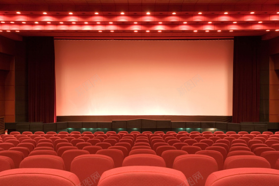 电影院红色座椅全景背景
