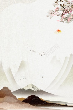 中国风水墨山水装饰画背景