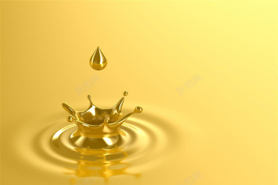 清新金色水滴背景摄影图片