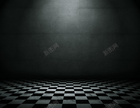 黑色黑白方格地板展板背景