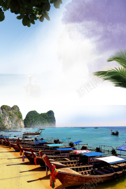 泰国甲米风景旅游宣传海报背景