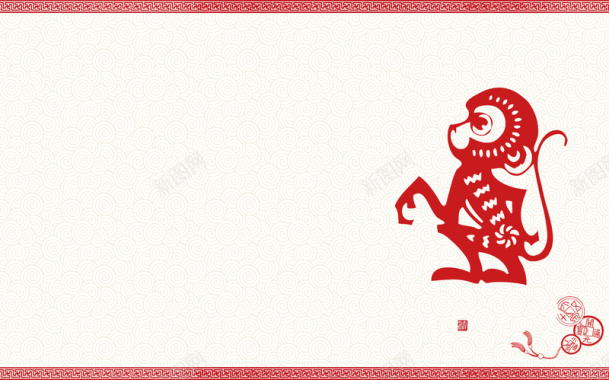 中式剪纸十二生肖猴台历背景背景