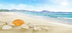 初夏度假沙滩海洋夏天海报背景高清图片
