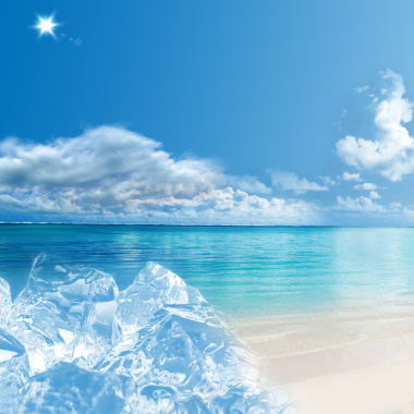 蓝天白云海滩背景摄影图片