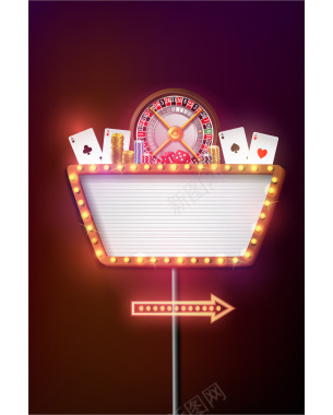 赌场发光霓虹灯欢迎牌指引牌海报背景