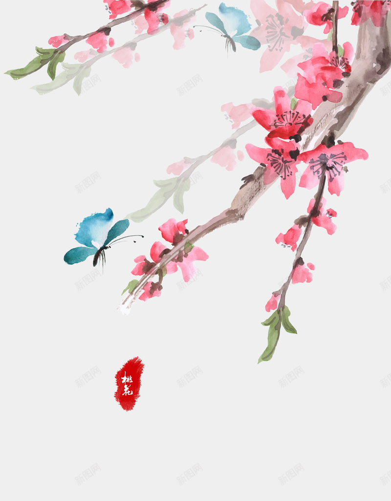 中式水墨插画温馨桃花节背景jpg设计背景_88icon https://88icon.com 三生三世十里桃花 中式 插画 桃花 桃花节 桃花节背景 水墨 海报 温馨