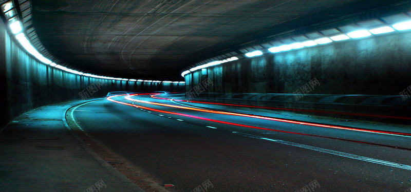 霓虹隧道背景摄影图片