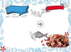 美食手绘卡通生猛海鲜鱼扇贝菜单海报背景海报