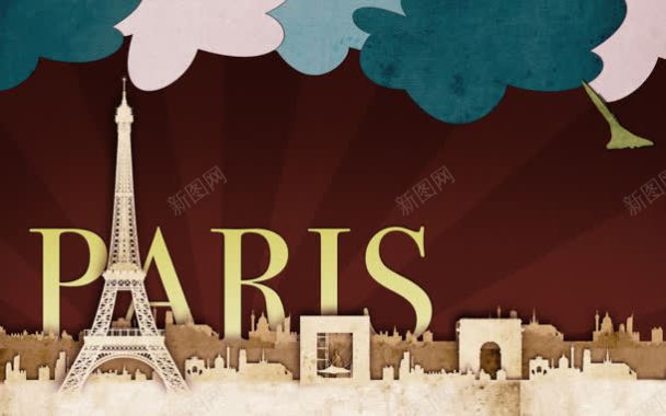 巴黎铁塔贺卡海报背景背景