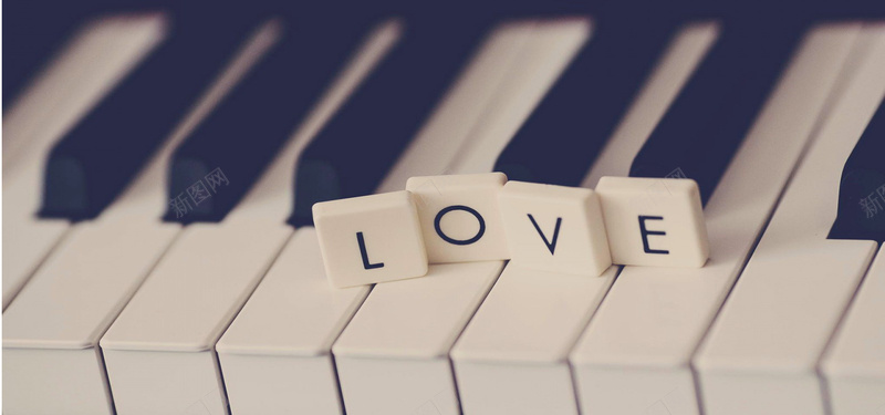 钢琴love黑白背景banner背景