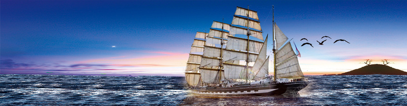 海洋轮船海鸥背景摄影图片