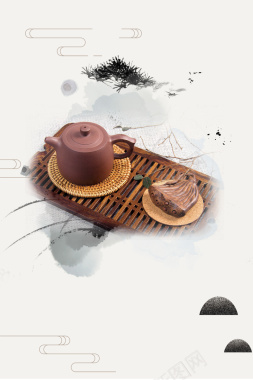 紫砂壶茶壶文化宣传海报背景背景