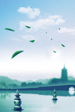 杭州西湖美景海报背景背景
