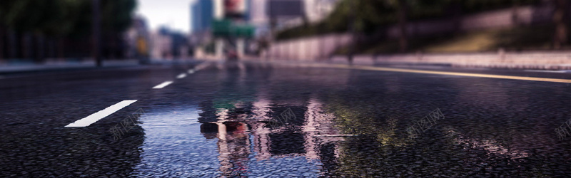 路面雨后背景摄影图片