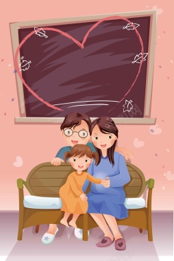 卡通风感恩父母家庭日公益海报背景模板背景
