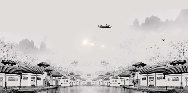 水墨中国风江南水乡旅游广告海报背景psd设计背景_88icon https://88icon.com 印象江南 古镇 开心 忆江南 杭州 水上人家 水乡 水墨中国风 江南水乡 海报背景 淡雅 西塘乌镇