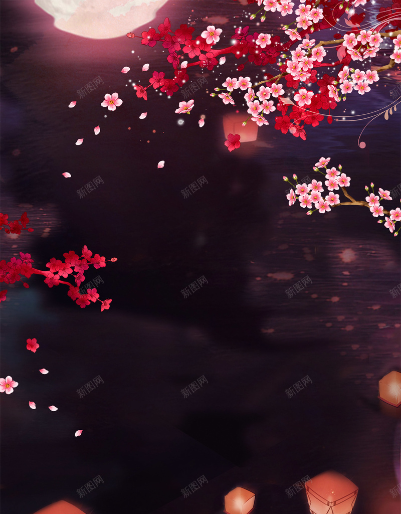 七夕情人节中国风浪漫海报psd分层背景jpg设计背景_88icon https://88icon.com psd分层 七夕 中国风 情人节 月亮 浪漫 海报 灯笼 背景